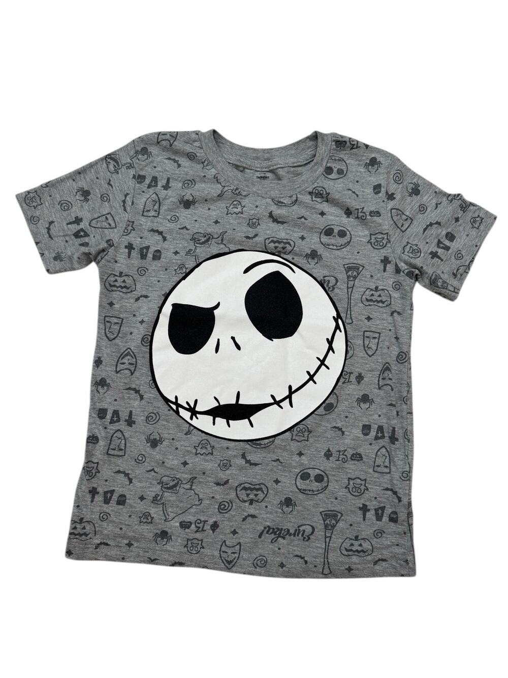 DISNEY Nightmare Before Christmas Jack Skellington Head Gray Tee Size 8 Kids